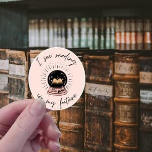 Crystal Ball Reading Books Sticker, Funny Bookish Booktok See The Future Mystic